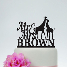 Personalized Giraffe Silhouette Wedding Cake Topper ,Custom Mr&Mrs Last Name Cake Topper With Animal,Funny And Unique Cake Decor 2024 - buy cheap