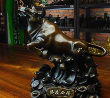 Бесплатная доставка Китай красная медь скульптура стена улица Богатство Yuanbao бык, Мул корова статуя 2017 2024 - купить недорого