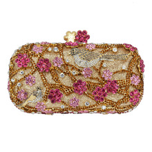 party evening clutch bags Flower Pattern Evening Bag Blue Luxury Crystal RED Evening Clutch Bag Gold Diamond Party Purse 88344 2024 - buy cheap