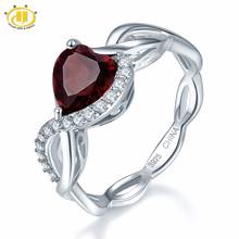 Обручальное кольцо Hutang с драгоценным камнем, красный гранат, аналогичный алмаз, цельное Серебряное сердце с бесконечности, хорошее ювелирное изделие, подарок 2024 - купить недорого