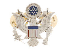 Oficial do exército da segunda guerra mundial (eua)., emblema pequeno de águia, prata-34057. 2024 - compre barato