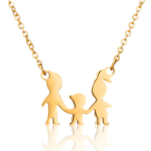 Family of three Pendant Necklace Stainless Steel Link Chain Gold Necklace Boy Girl Dad Mom Choker Necklaces For Women Men Gift 2024 - buy cheap
