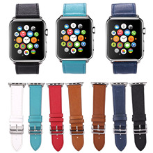 XZW-Correa de cuero genuino para iWatch, 7 colores, pulsera con adaptadores, correa de reloj para Apple Watch, banda de cuero de 42mm y 38mm 2024 - compra barato