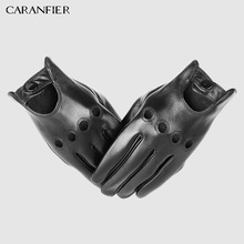 CARANFIER-guantes de piel auténtica de oveja para hombre, guantes transpirables para conducir, coche, motocicleta, pantalla táctil 2024 - compra barato