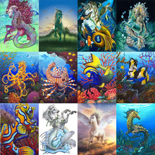 5d diy pintura diamante quadrado completo seahorse bordado mosaico forma especial fantasia strass imagens não dobrável lona 2024 - compre barato