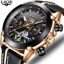 2019 Mechanical Watch LIGE Men's Automatic Watches Top Brand Luxury Casual Leather Waterproof Sport Watch Men Relogio Masculino 2024 - buy cheap