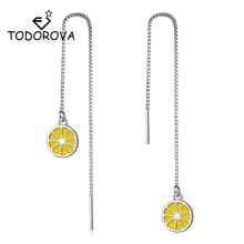 Todorova Cute Yellow Lemon Long Chain Tassel Earrings for Women Sweet Round Fruit Jewelry Gift Party Beach Brincos 2024 - buy cheap