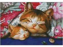 Available Cat Below Colorful Quilt Needlework Embroidery Package Cross Stitch Kit Factory Sale 2024 - buy cheap