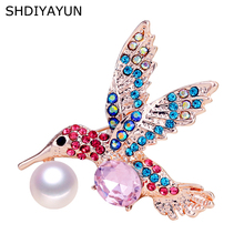 SHDIYAYUN-broche de perla de alta calidad para mujer, broche de pájaro de Rinestone, alfileres, joyería de perlas naturales de agua dulce, regalo, 2019 2024 - compra barato