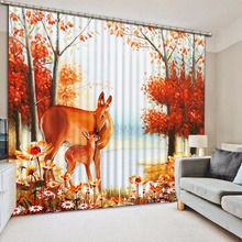 Custom any size 3d curtains Abstract oil painting tree deer bedroom blackout curtains flower window curtains 2024 - buy cheap