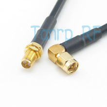 Freeshipping!  3FEET RG58 RF Pigtail jumper coaxial cable 100CM RP-SMA female jack to SMA male plug right angle Wholesale 2024 - buy cheap