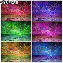 Diapai 100% quadrado completo/broca redonda 5d pintura diamante "colorido céu estrelado" 3d bordado ponto cruz decoração da casa 2024 - compre barato