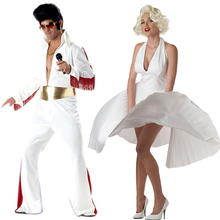 Cosplay costumes Halloween costume party clothing singer white clothing adult elvis Presley clothing Marilyn Monro Cos Dress 2024 - buy cheap