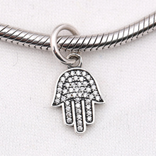 real 925 Sterling Silver Pendants Hamsa Hand Charm Pendants Fits European Beads Original  Bracelet Necklace 2024 - купить недорого