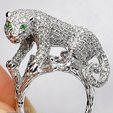 Anel vintage de leopardo de zircônia cúbica, anel de animais de liga de zinco para mulheres, joias de casamento tridimensional 2024 - compre barato
