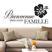 Sticker Citation Fleurs Bienvenue Dans Notre Famille Vinyl Wall Sticker Mural Decal Wall Art Wallpaper Living Room Home Decor 2024 - buy cheap