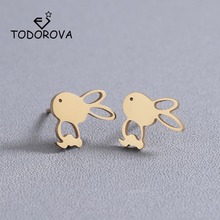 Todorova brincos de coelho em aço inoxidável, joias femininas pequenas de animais, acessórios para brincos 2024 - compre barato