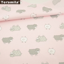 Teramila 100% Cotton Fabric Twill Fat Quarter Textile Material Bed Sheet Patchwork Cute Sheep Style Sewing Tecido Pink Color 2024 - buy cheap