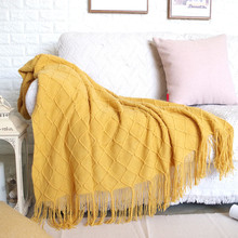 Manta nórdica Lisa para sofá, Cobertor de punto con borlas, multifunción, para cama 2024 - compra barato