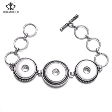RoyalBeier Multiple Snap Buttons Stainless Steel Cuff Bracelets & Bangles 5pcs/Lot Fit 18mm Snaps For DIY Charm Women Jewelry 2024 - compre barato