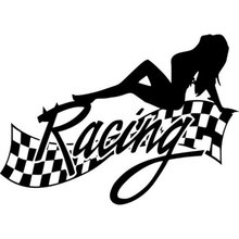 14.9CM*10.8CM Sexy Lady Racing Finish Vinyl Decal Sticker Car Styling Funny Car Stickers Black Sliver C8-0902 2024 - buy cheap
