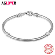 Solid 925 Sterling Silver Charm Bracelets Woman Fashion 18cm Snake Chain Bracelet Female Jewelry 2024 - buy cheap