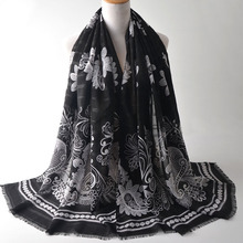 Модный женский, глушитель, мусульманский хиджаб, шали, шарф с принтом пейсли, накидка, хлопковая шелковая шаль, блестящая накидка 2024 - купить недорого