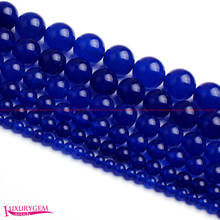 High Quality 4,6,8,10,12,14mm Smooth Natural Deep Blue Jades Round Shape Gems Loose Beads Strand 15" Jewelry Making wj385 2024 - buy cheap