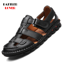 Sandalias suaves de cuero genuino para hombre, chanclas clásicas y cómodas de goma, zapatos de verano, novedad de 2019 2024 - compra barato