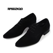 Pointy Toe Pointed Black Luxury Dress Designer Real Leather Lace Up Genuine Slip On High Quality Oxfords Men Formal Suede Shoes 2024 - buy cheap