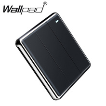 3gang большая кнопка Wallpad черный 3gang 2 Way настенный выключатель света с хромированной рамкой флуоресцентная точка 2024 - купить недорого