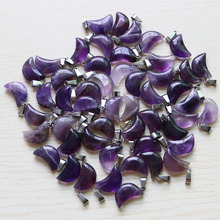 Wholesale 50pcs/Lot Fashion Natural Amethysts Stone Moon Shape Charms Bead Pendants DIY Jewelry Making For Women Free Shiping 2024 - buy cheap