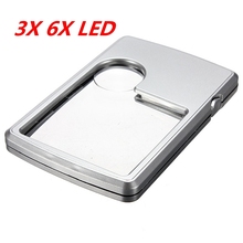 1Pcs Portable 3X 6X LED Square Credit Card Magnifying Glass Loupe Reading Magnifier Case Magnifying Glass Ultra-Thin 2024 - buy cheap