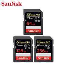 SanDisk-tarjeta de memoria SD Extreme PRO para cámaras Full HD, dispositivo de almacenamiento de 170 100%, 64GB, 128GB, MB/S, V30, 256GB, velocidad de lectura, Original, UHS-I 2024 - compra barato