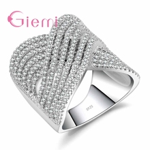 Luxury Shiny Ring 925 Sterling Silver  Women Anniversary Wedding Party Jewelry Fashion Women Girl's Gift Cubic Zirconia 2024 - buy cheap