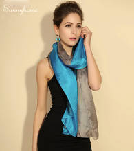New arrival 100% gradual change color silk cc scarf pure European style scarf women magic shawl brand good quality pashmina 2024 - buy cheap