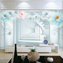 Beibehang moda 3d sala de estar tv fundo grande hd personalizado 3d túnel escadas quarto murais parede decoração da sua casa 2024 - compre barato