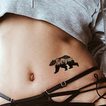 Animals Mountain Bear Waterproof Fake Body Art Tattoos Stickers Women Girls Temporary Tattoos Tribal Custom Black Tattoo 2024 - buy cheap