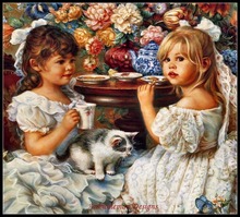 Needlework for embroidery DIY French DMC High Quality - Counted Cross Stitch Kits 14 ct Oil painting - Tea Party 2024 - buy cheap