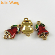 Julie Wang 10pcs enamel Christmas bell Pendant charm for Jewelry making Fashion Bracelet necklace DIY metal Accessories 2024 - buy cheap