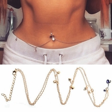 1pc Sexy Belly Button Ring Body Chain Waist and Belly Navel Piercings Chain Body Piercing Jewelry for Women Faceted Crystal Belt 2024 - buy cheap