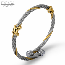 FYSARA High Quality Thin Twist Cross Charm Pulseiras Stainless Steel Women Wire Cable Line Bracelets X Jewelry Summer 2024 - buy cheap
