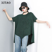 [XITAO] 2019 Summer New Europe Fashion Women O-neck Short Sleeve Loose Tee Female Solid Color Long Casual T-shirt    DLL3446 2024 - buy cheap