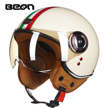 BEON Motorcycle 3/4 Half Face Helmet Scooter Moto Helmet Jet Vintage Retro Headgear ECE Approved Casco With Windproof Visior 2024 - buy cheap
