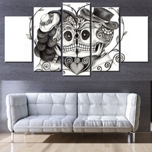 Wall Art Pictures Home Decoration Poster Frame 5 Panel Day Of The Dead Face Skull Lover Modern Living Room HD Printed Painting 2024 - buy cheap