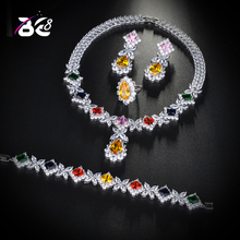 Be 8 sestacionar conjunto de joias de zircônio cúbico multibrilhante conjunto de joias de casamento para mulheres conjunto de brincos colar jantar partys164 2024 - compre barato