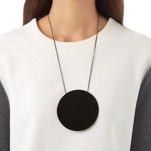 Concise Style Black White Necklace Fashion Trendy Hyperbole Big Acrylic Circle Long Collar Pendant Necklaces For Women Bijoux 2024 - buy cheap