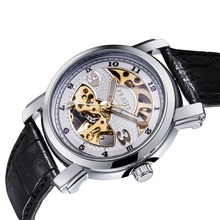 Men Automatic Watch, Fashion Skeleton Watch, Leather Strap Mechanical Wrist Watch 2024 - buy cheap