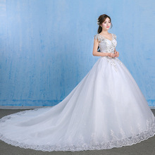 Кружевное свадебное платье большого размера, белые свадебные наряды с кружевом, аппликациями, бусинами, кристаллами, V-образным вырезом, лето 2020 2024 - купить недорого