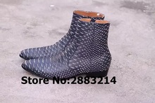 Botas masculinas de couro de crocodilo, sapatos de festa com zíper e ponta redonda, tamanho europeu 37 a 46 2024 - compre barato